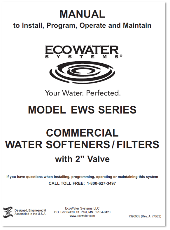 2" Valve Softener/Filter Manual EcoWater Systems